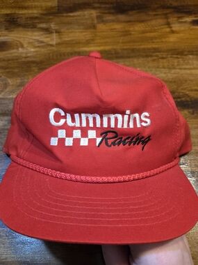 Vintage 80s Cummins Diesel Racing Snapback   Adjustable Hat Youngan Hat Co Red
